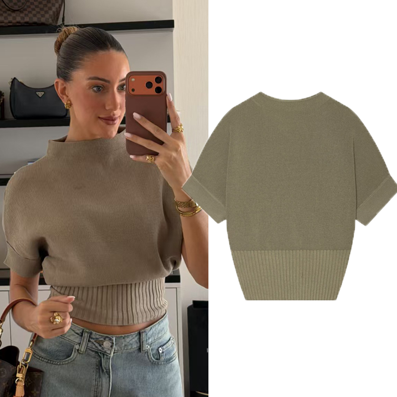 Tank Top Ribbed - Женский укороченный вязаный жилет в рубчик,