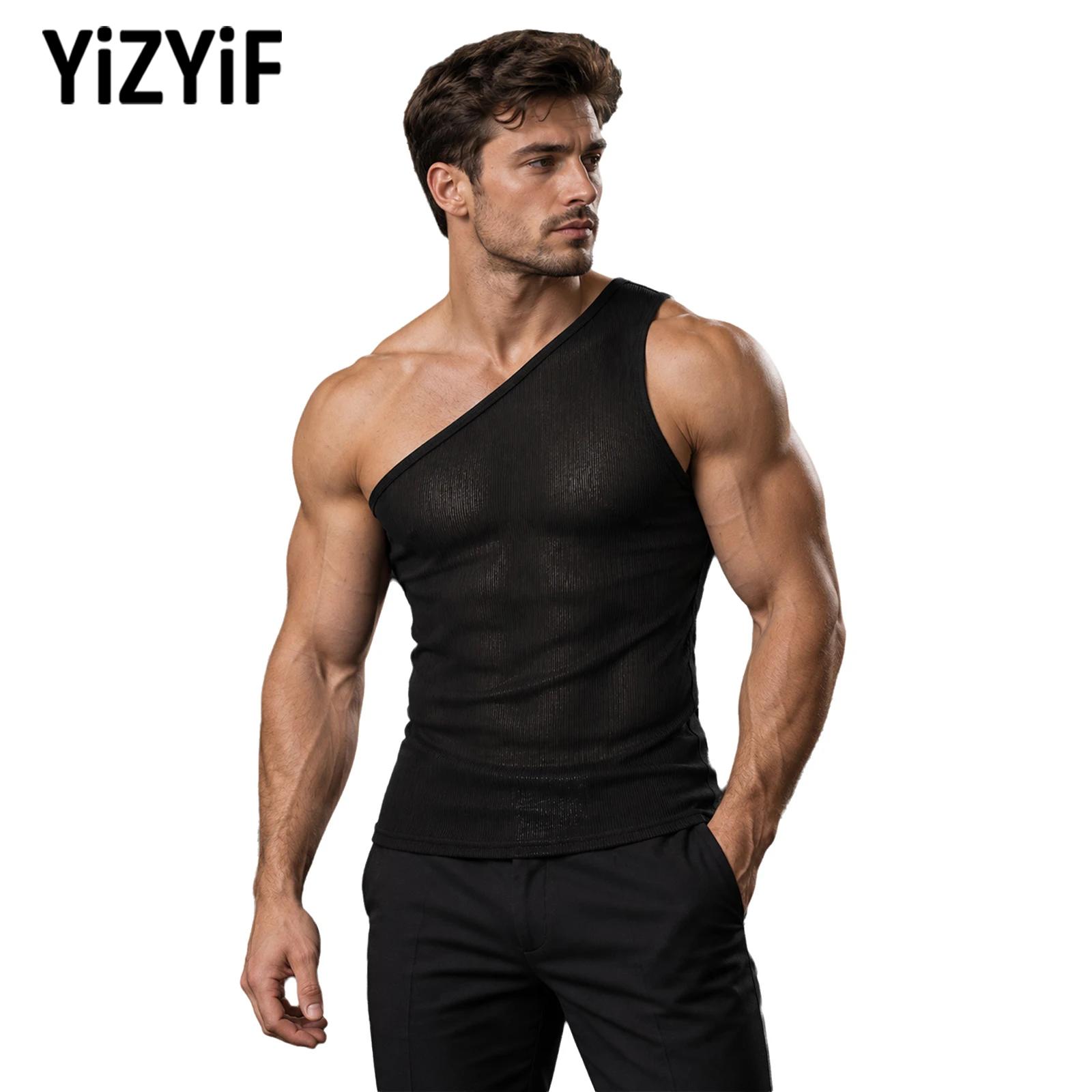 Tank Top Ribbed - Мужской асимметричный спортивный жилет на одно